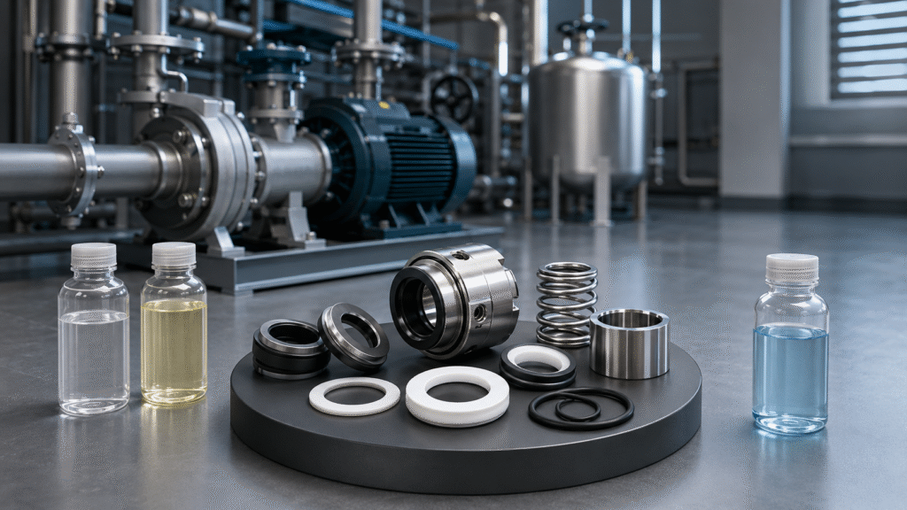 Mechanical seals for acids and corrosive fluids