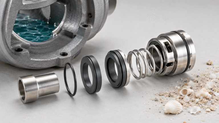 Seawater pump seals with silicon carbide faces and corrosion-resistant components