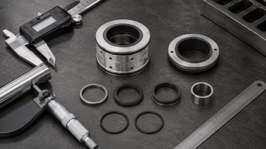 How to measure a mechanical seal using shaft rotating unit stationary seat and dimensional reference points