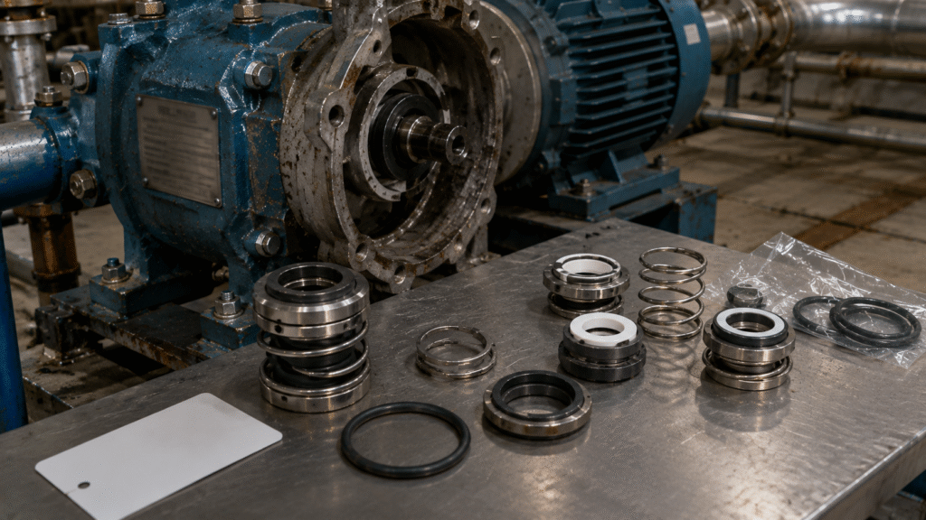 Identify mechanical seal replacement using pump identity, reference number and existing seal components