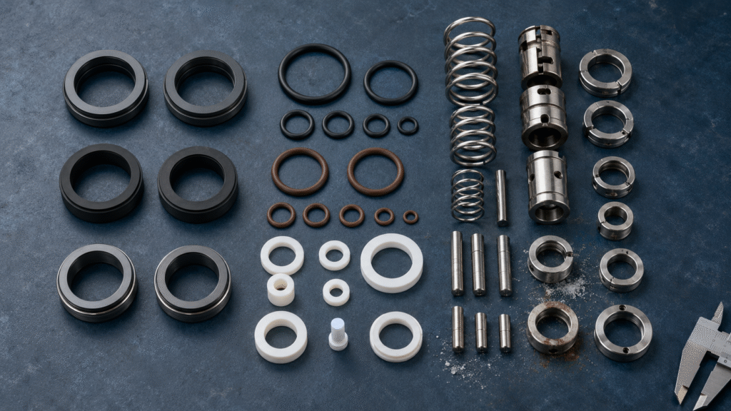 Marine pump mechanical seal materials compared for chloride corrosion resistance