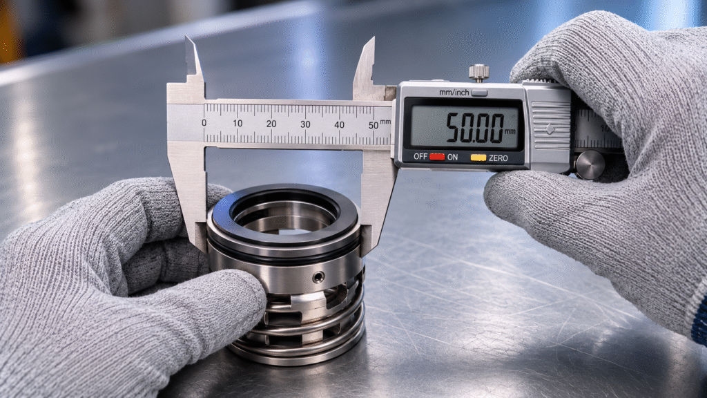 Measuring a mechanical seal for Flygt pump replacement identification