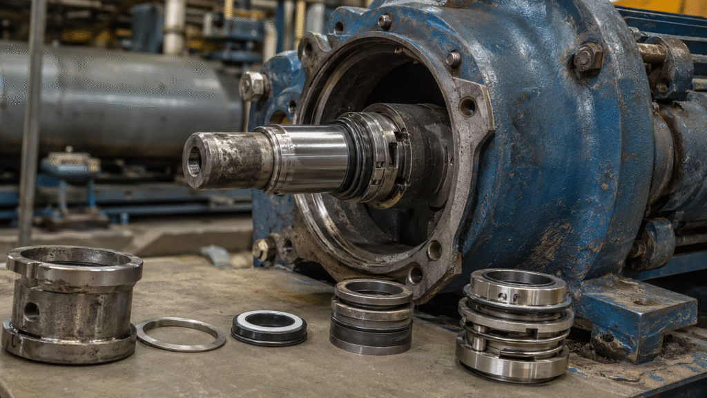 Mechanical seal replacement identification for a modified pump with shaft sleeve stationary seat and gland changes
