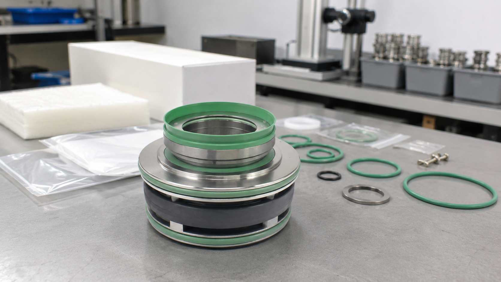 Independent cartridge mechanical seal inspection with service parts packaging and repeat-order quality control