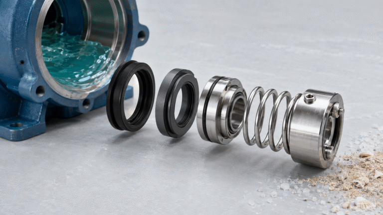 Seawater pump seals with silicon carbide faces and corrosion-resistant components