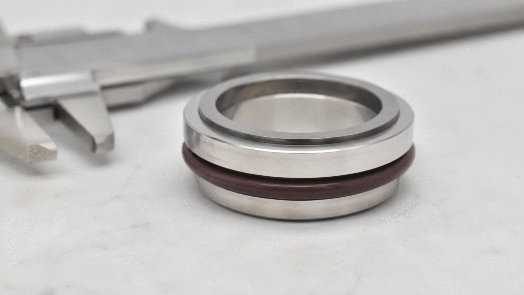 Stationary mechanical seal seat dimensions showing rigid OD ID thickness rubber cup and mounting profile