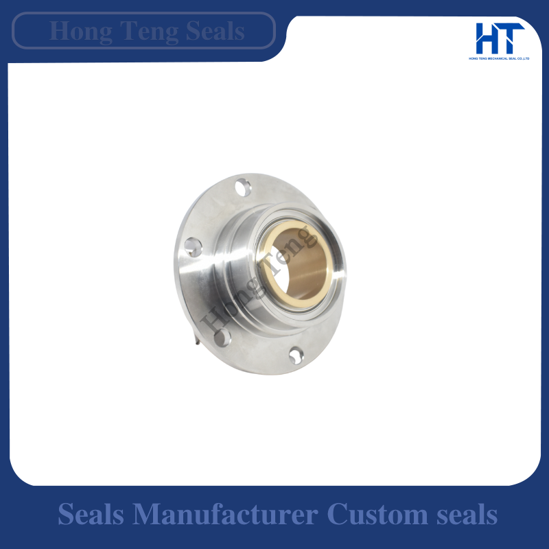Low temperature pump mechanical seal with a six-hole flange and separate ring, angled housing view