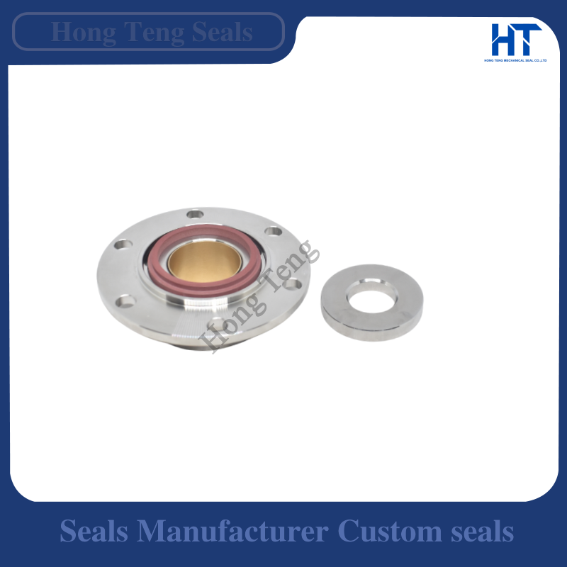 Low temperature pump mechanical seal showing the reddish-brown ring and separate annular component